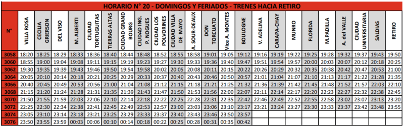 domingos hacia retiro
